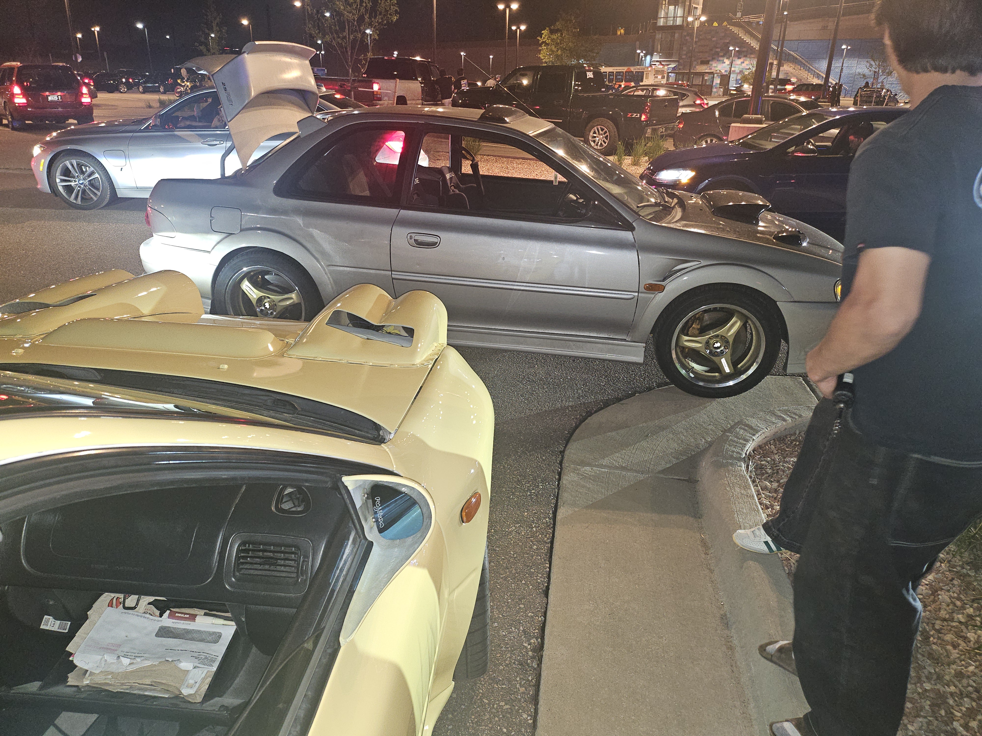 Yellow car rear view